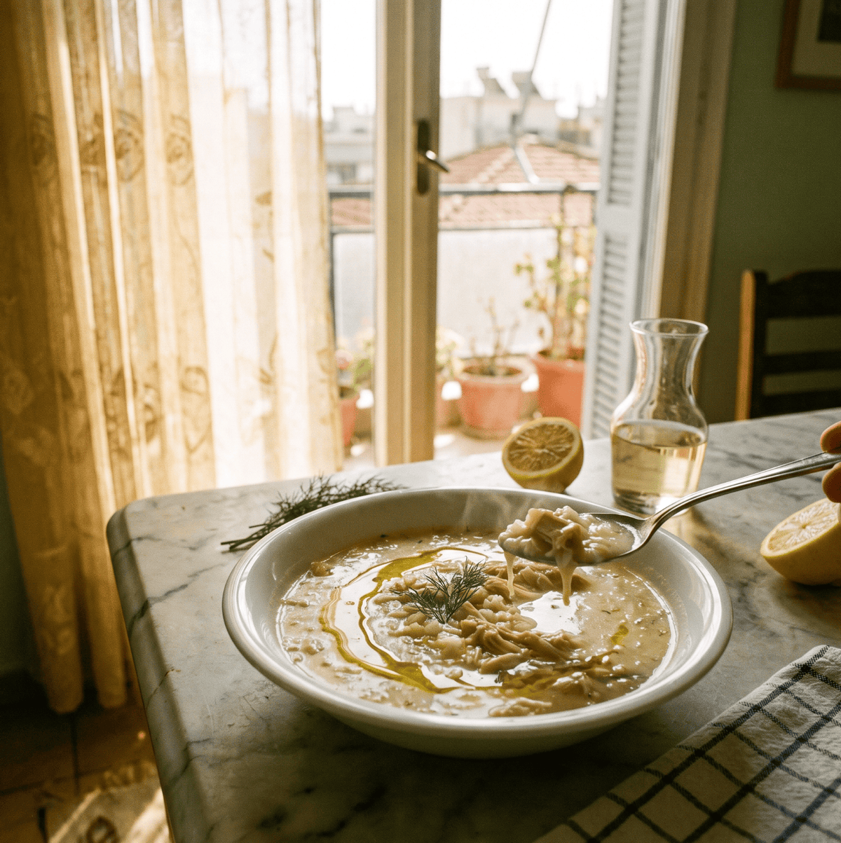 Griechische Zitronensuppe (Avgolemono): Cremige Hühnersuppe ohne Sahne Vola Food GmbH
