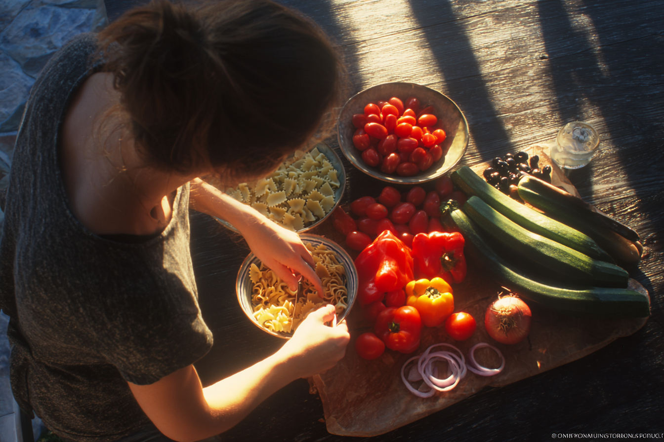 Mediterrane Sommerpasta (auch kalt ein Genuss)!