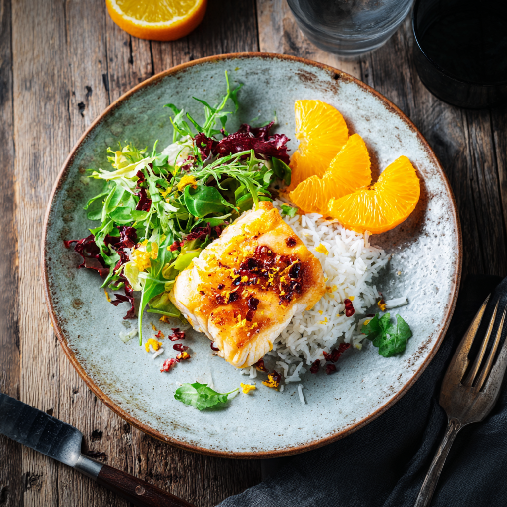 Kabeljau Milanese mit Chili-Zitrus-Dressing