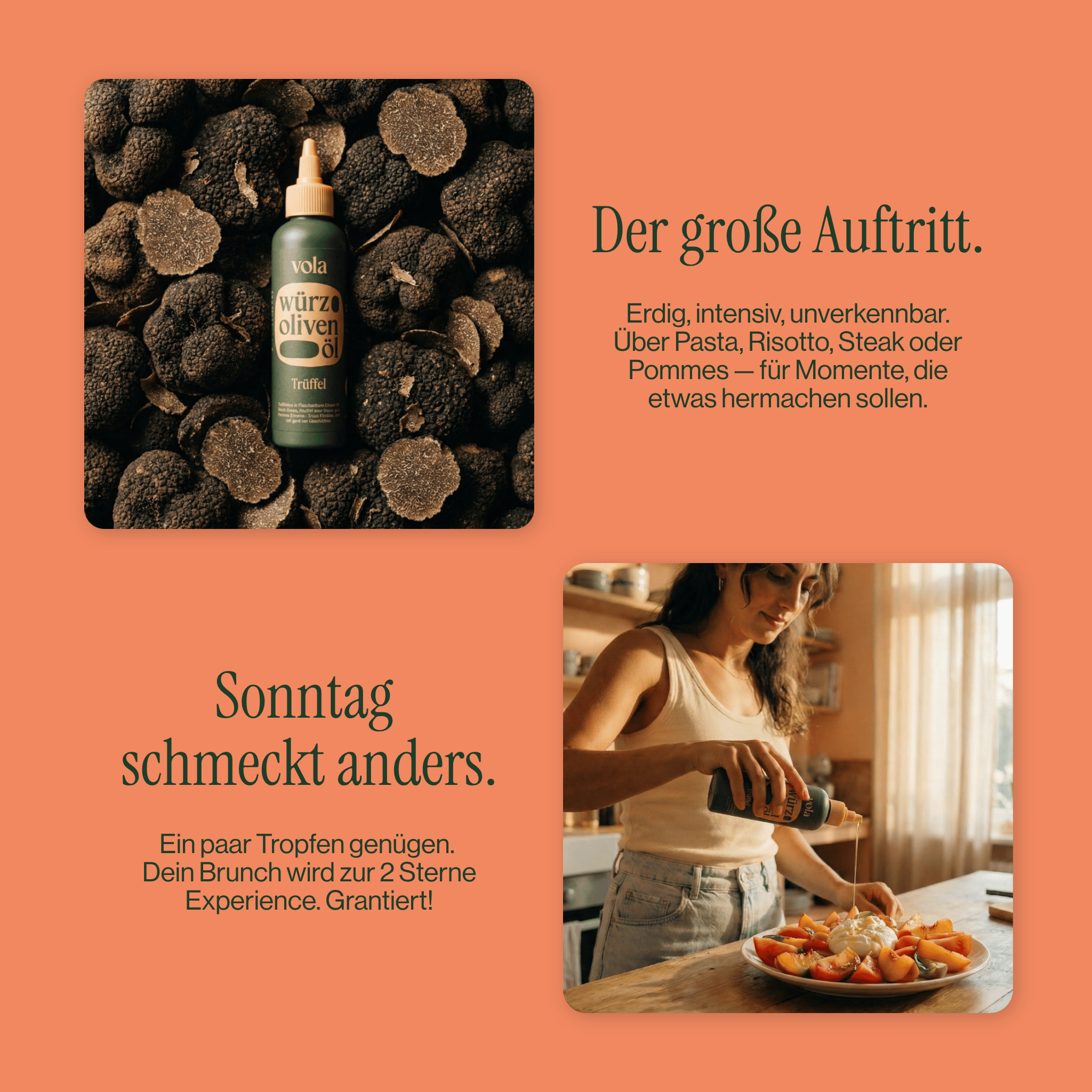 Trüffelöl | Edles Aroma für Pasta & Steak Vola Food GmbH - kaltgerpesstes Olivenöl
