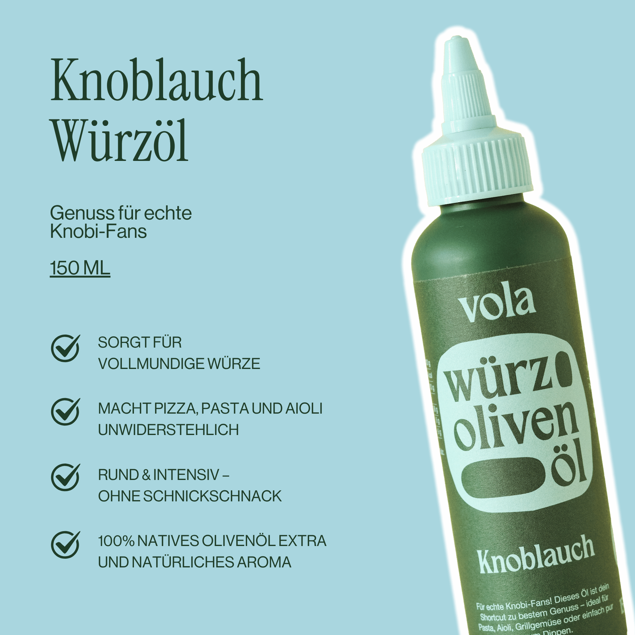 Knoblauchöl | Intensives Olivenöl mit Knoblauch Vola Food GmbH - kaltgerpesstes Olivenöl