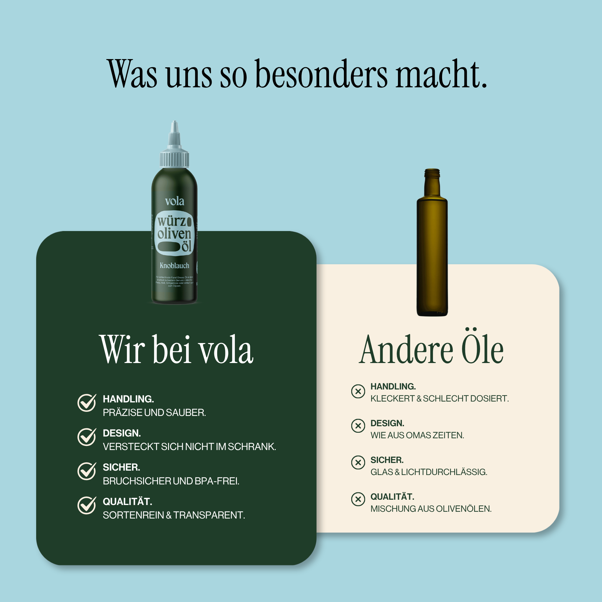 Knoblauchöl | Intensives Olivenöl mit Knoblauch Vola Food GmbH - kaltgerpesstes Olivenöl