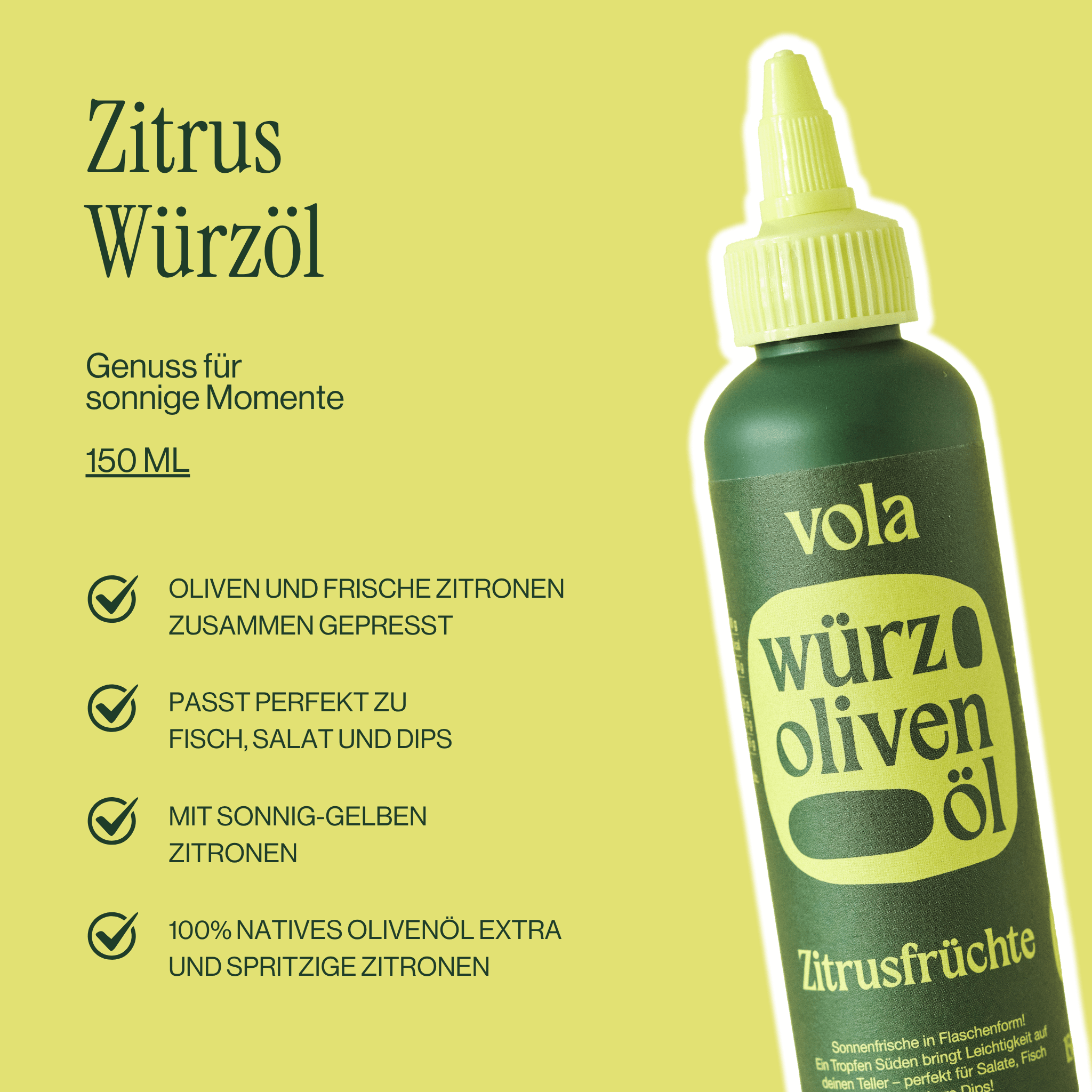 Zitronenöl & Zitrus-Würzöl | Der Frische-Kick Vola Food GmbH - kaltgerpesstes Olivenöl