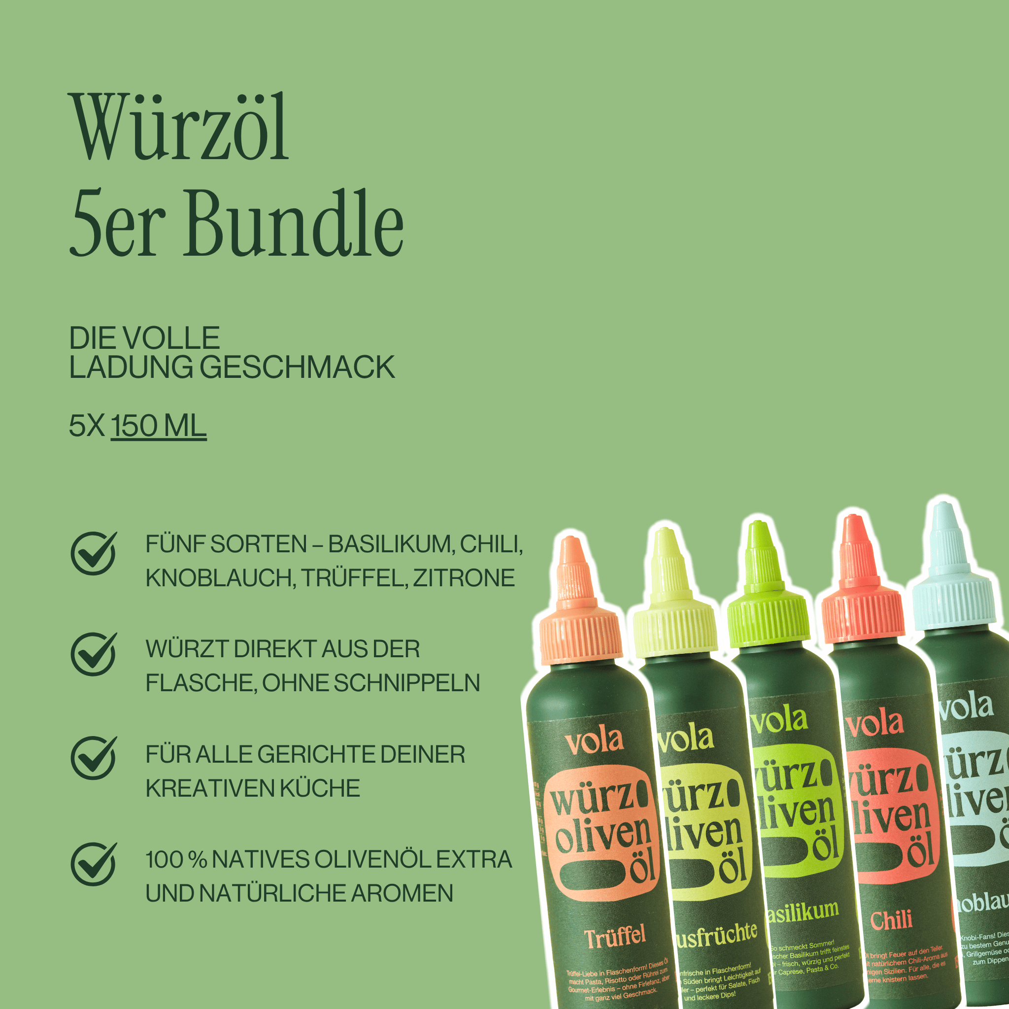 Würzöl Bundle (5er Set) | Die volle Ladung Geschmack Vola Food GmbH - kaltgerpesstes Olivenöl